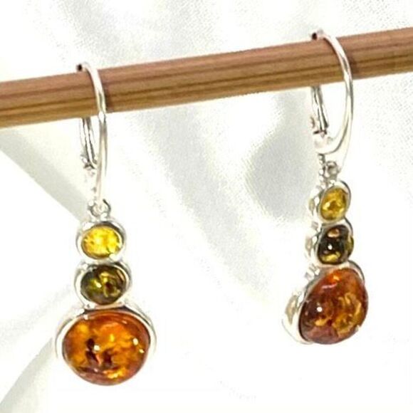 AMT Citrine, Amber & Topaz Sterling Silver  Dangles - Picture 3 of 7